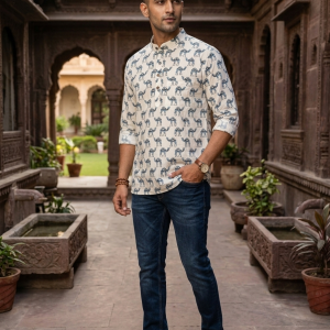 Camel Print SHort Kurta